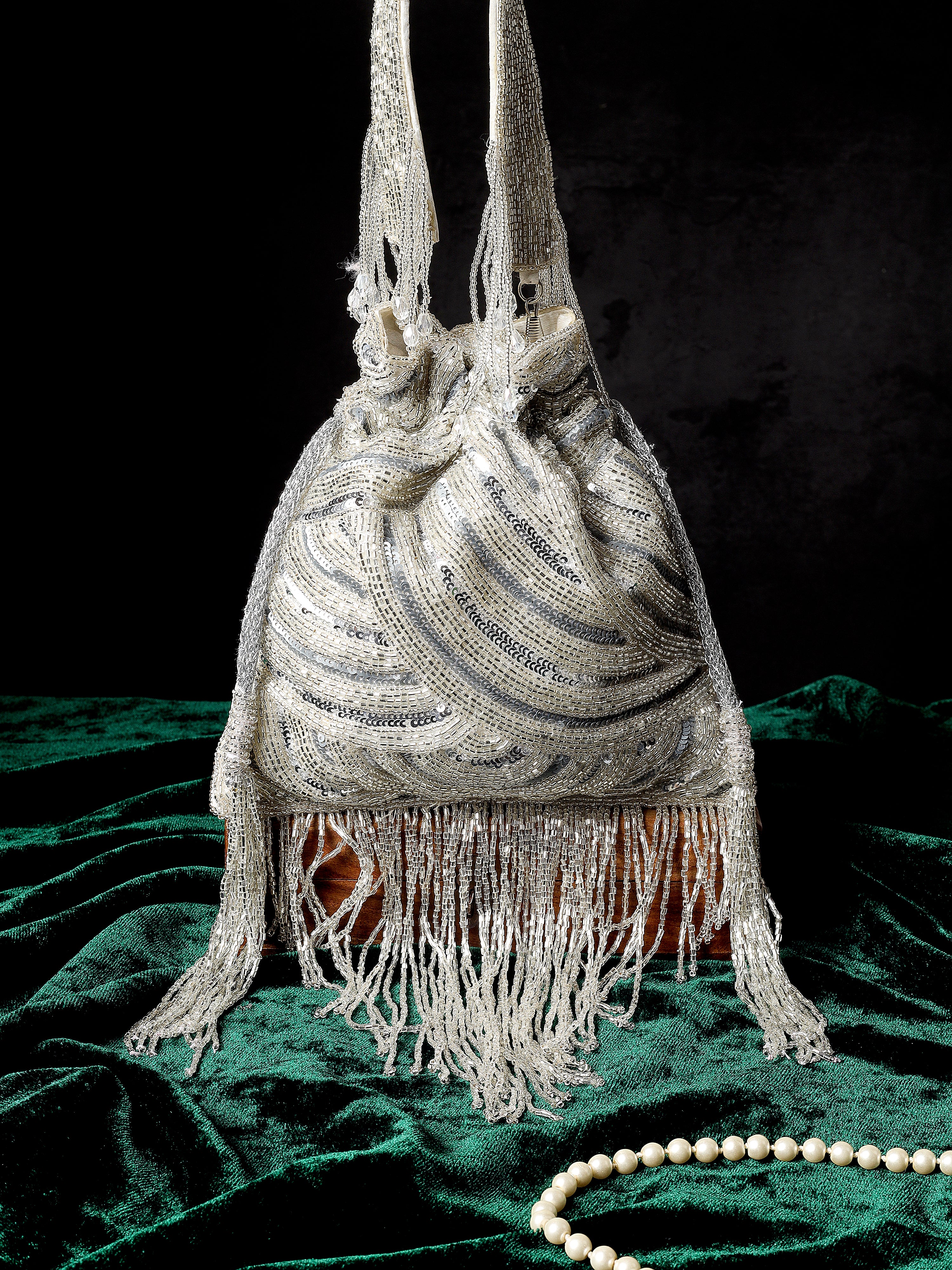 Platinum Lux Tassels Handembroidered Potli