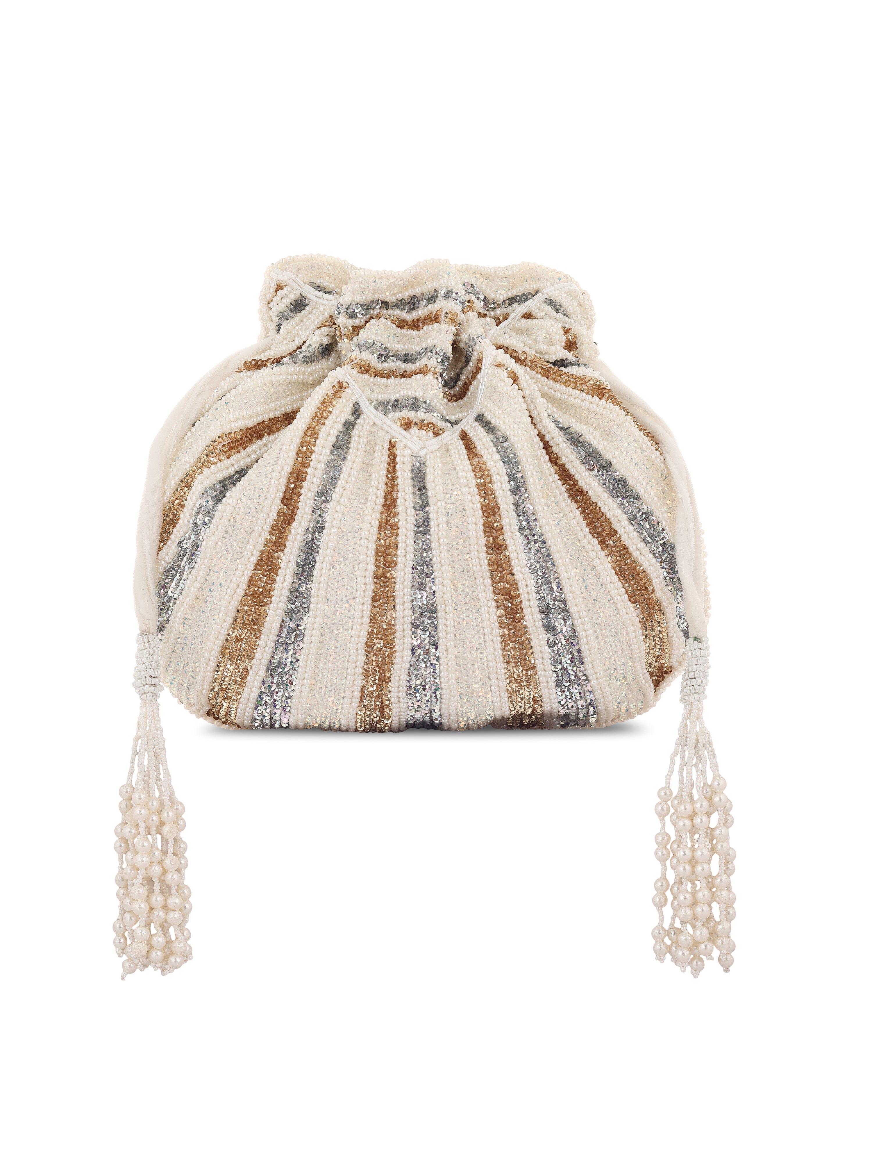 Ice Metal sequins Handembroidered Potli