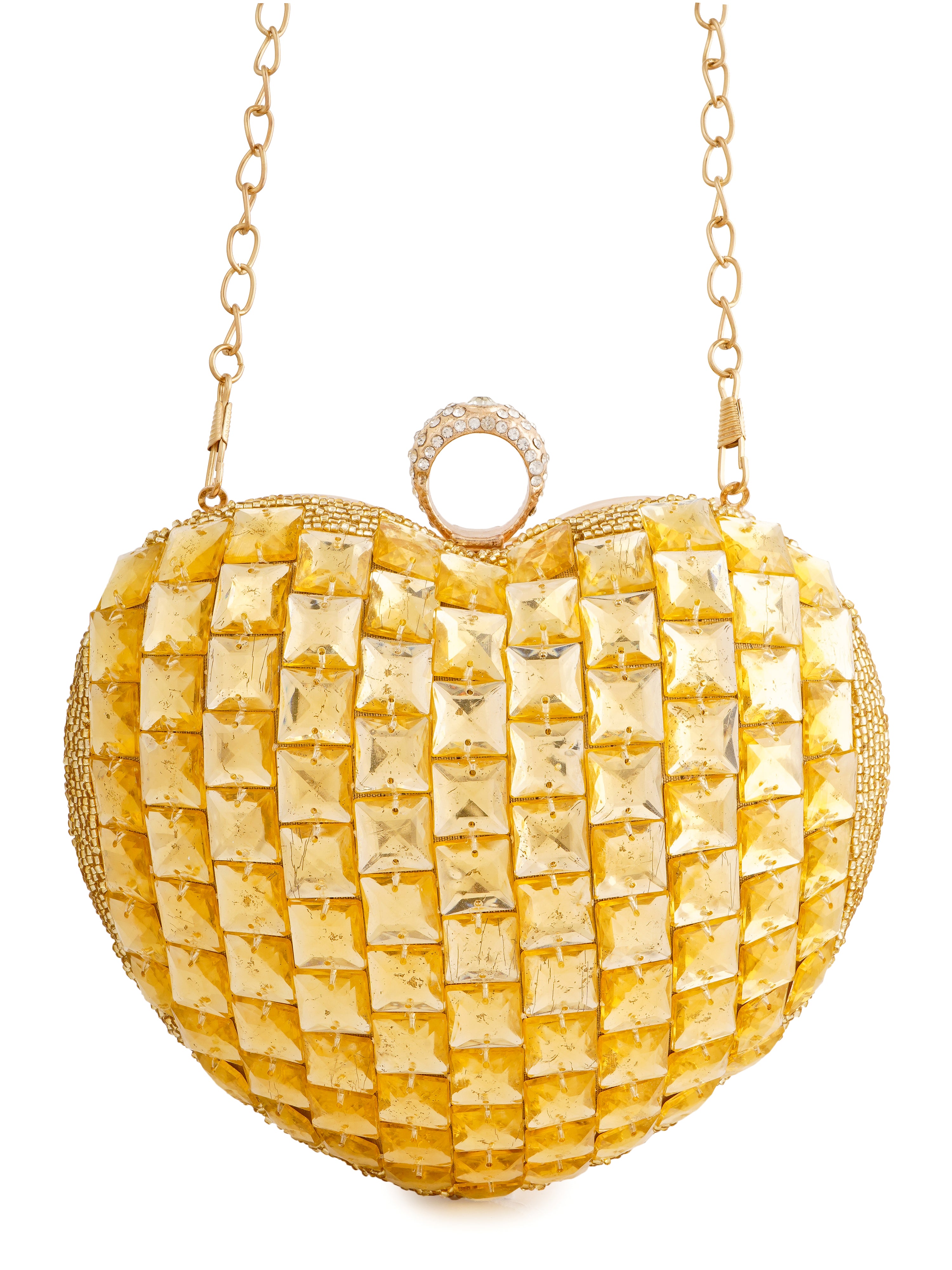 Cupid Citrine Heart Handembroidered Clutch