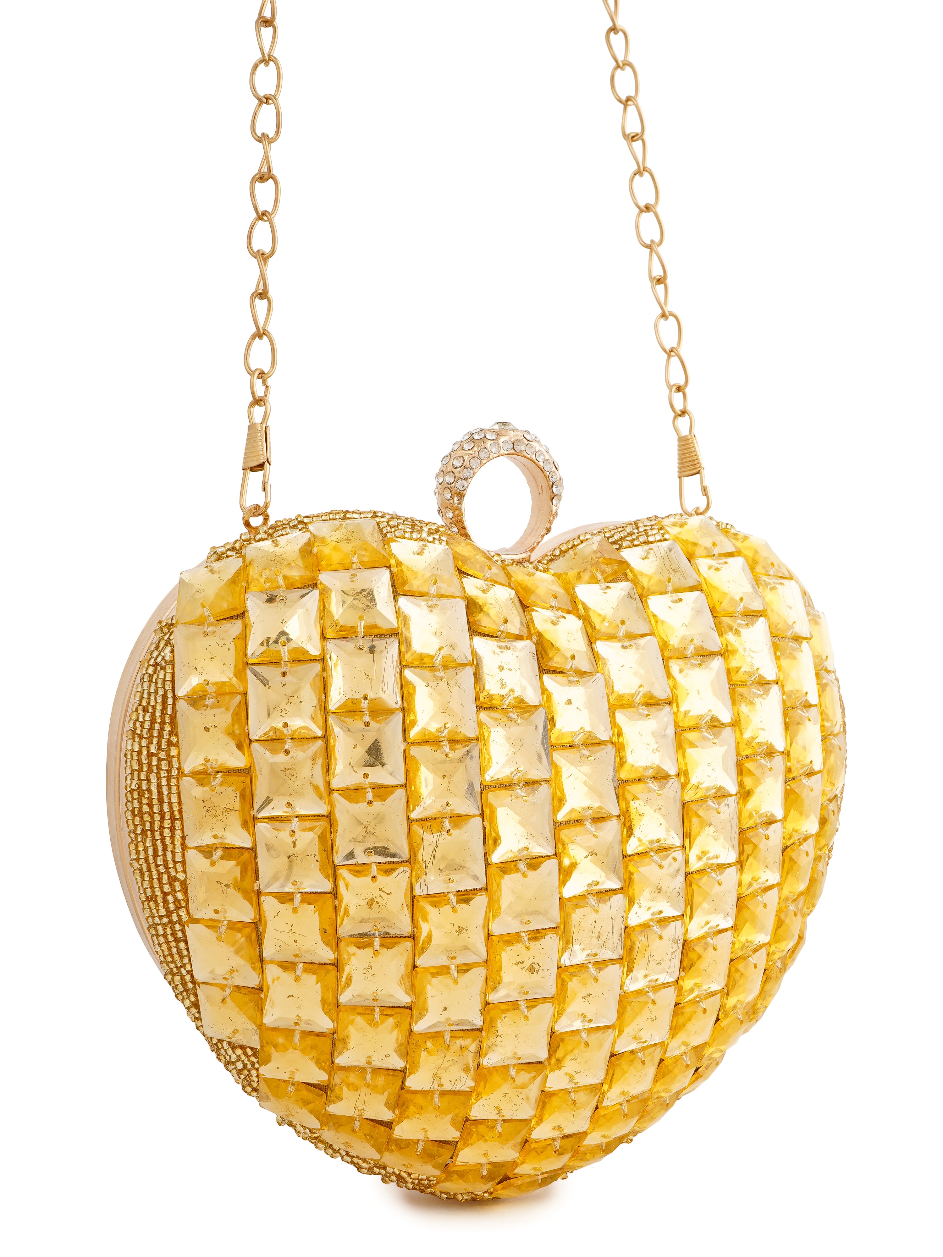 Cupid Citrine Heart Handembroidered Clutch