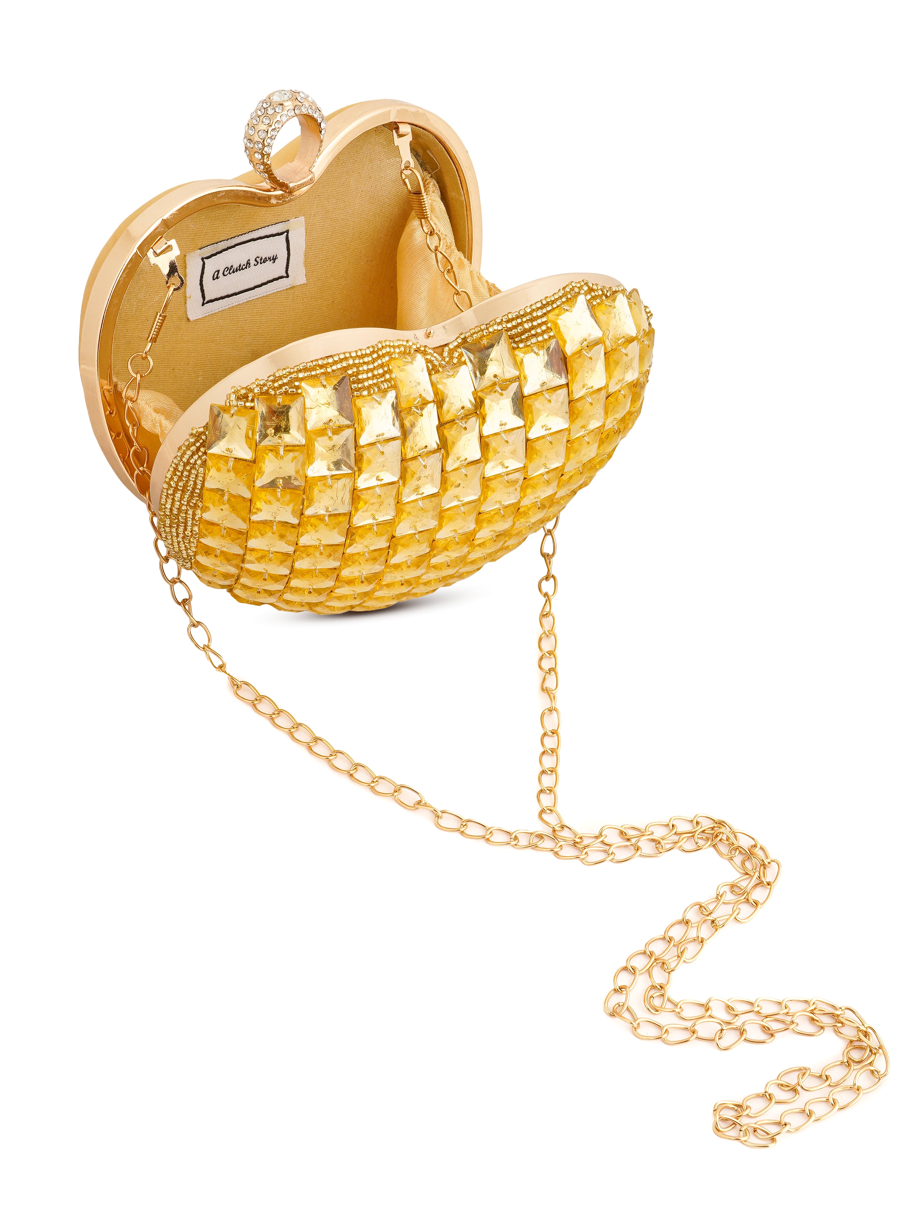 Cupid Citrine Heart Handembroidered Clutch