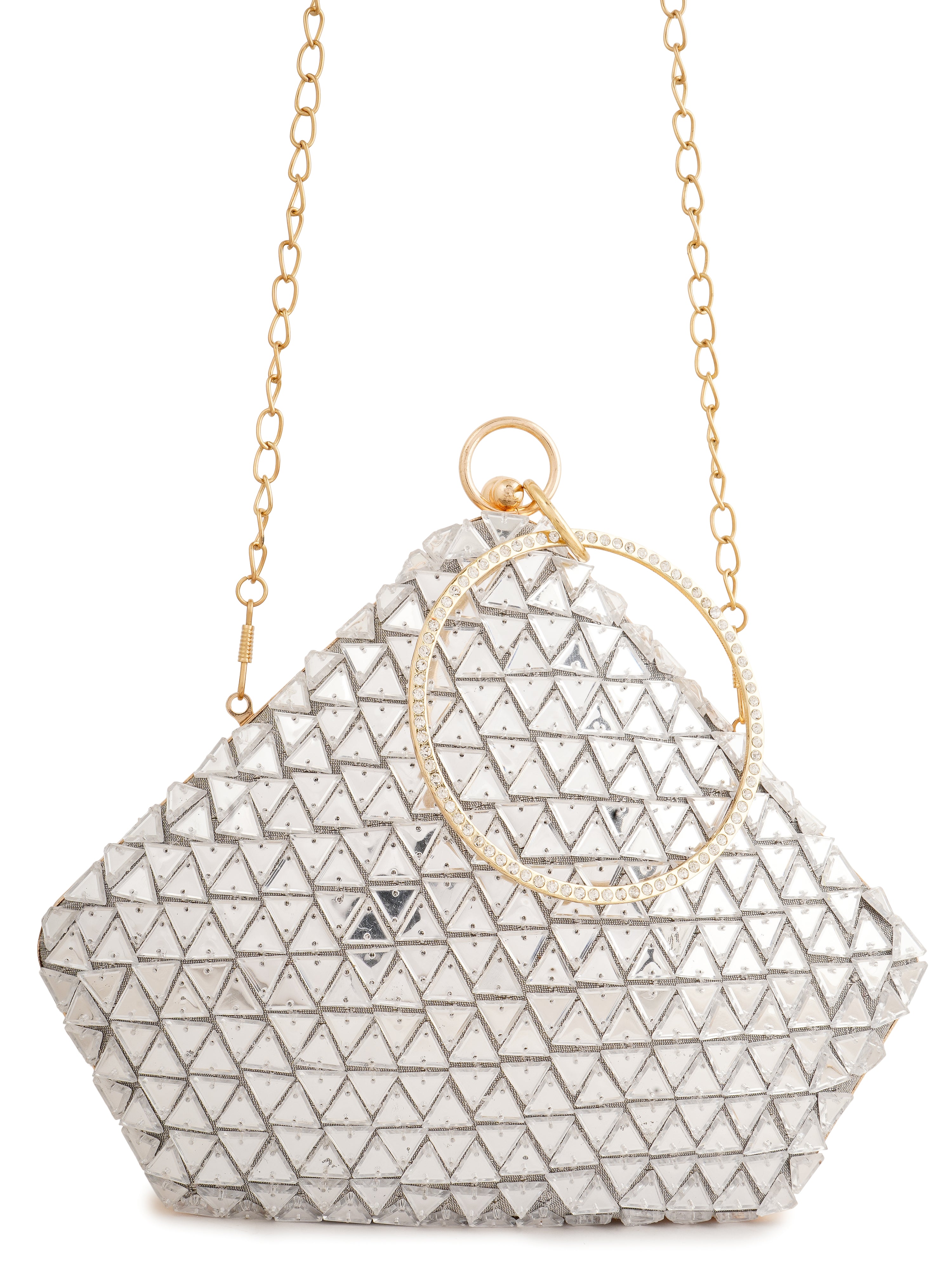 Dazzling Diamond Handembroidered Clutch