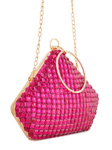 Pink Sapphire Diamond Handembroidered Clutch
