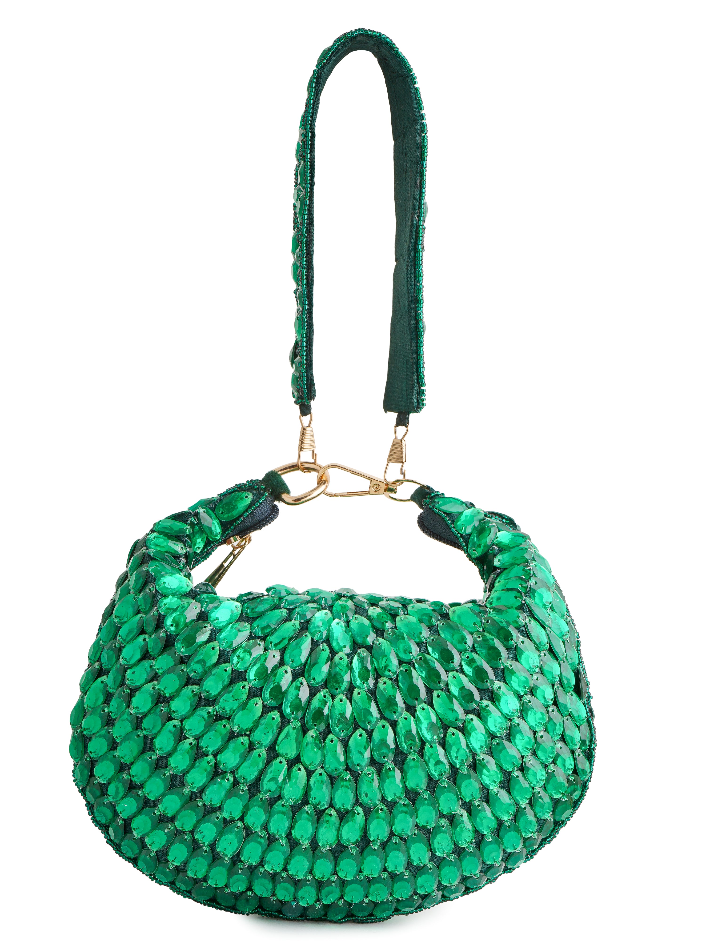 Emerald Glow Handembroidered Purse