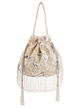 Silver Petal Handembroidered Potli