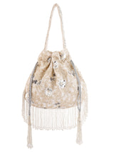 Silver Petal Handembroidered Potli