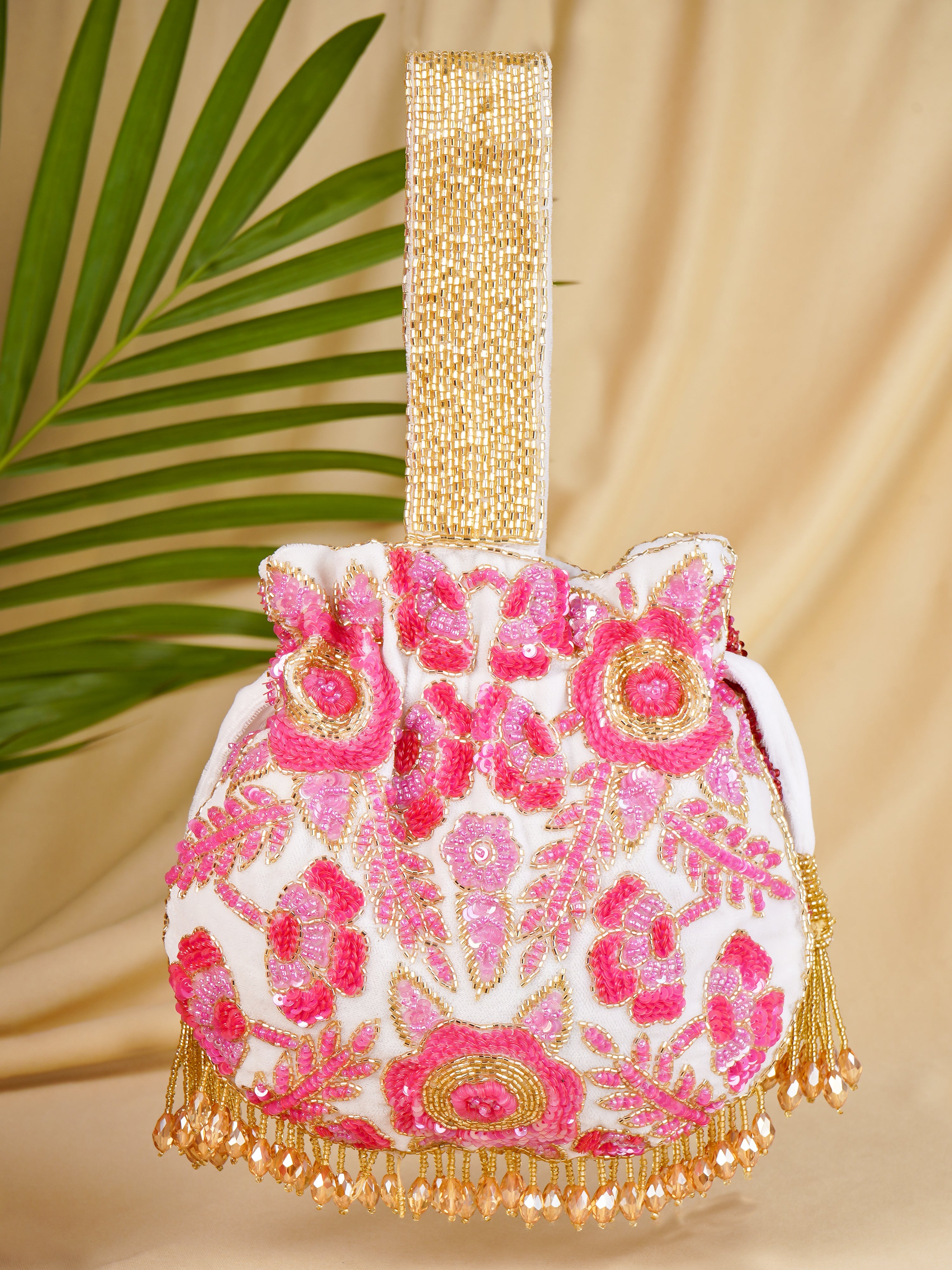 Rosy Dreams dual colored Handembroidered Potli