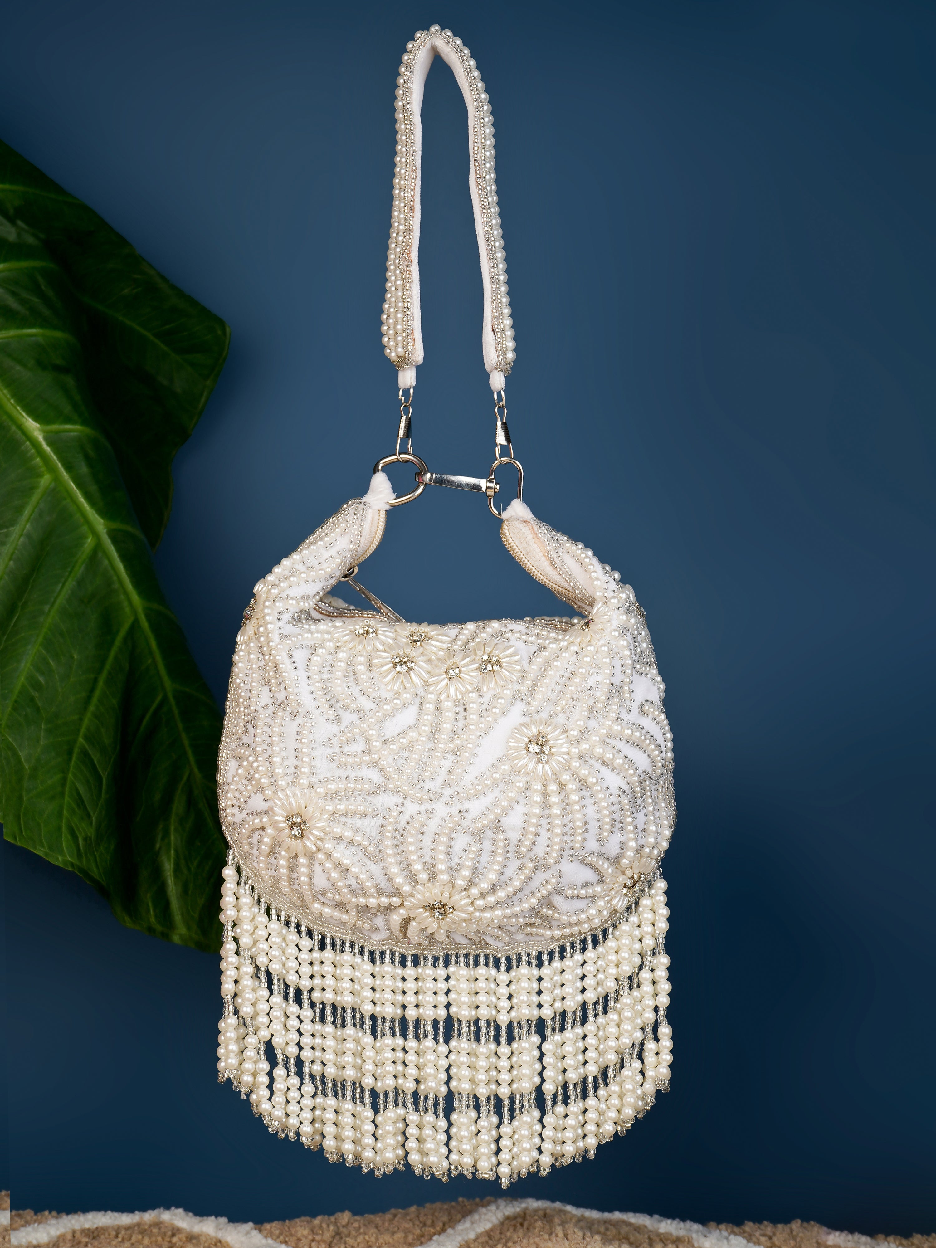 Moonlit Pearl Handembroidered Purse