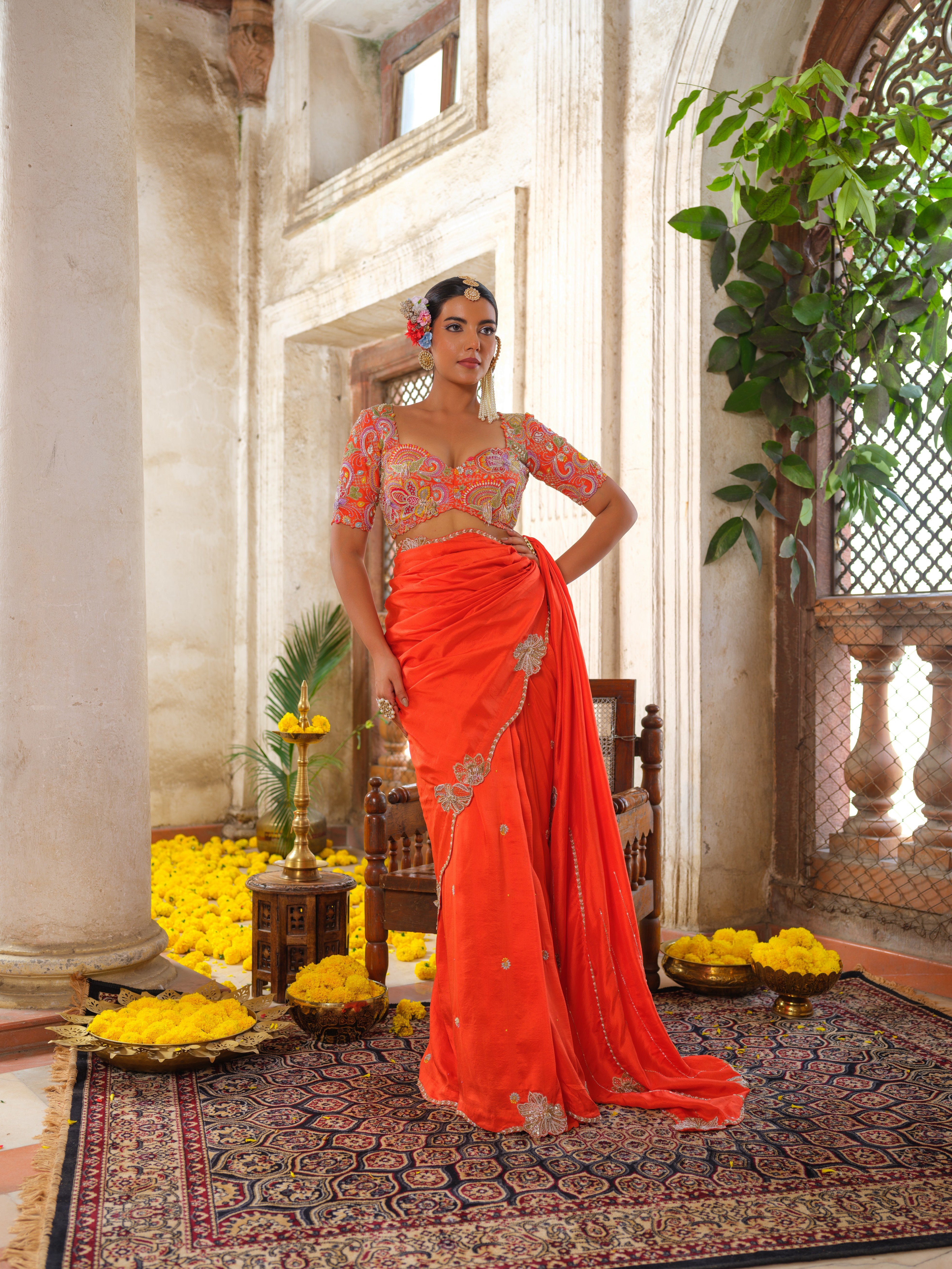 Gulmohar saree set