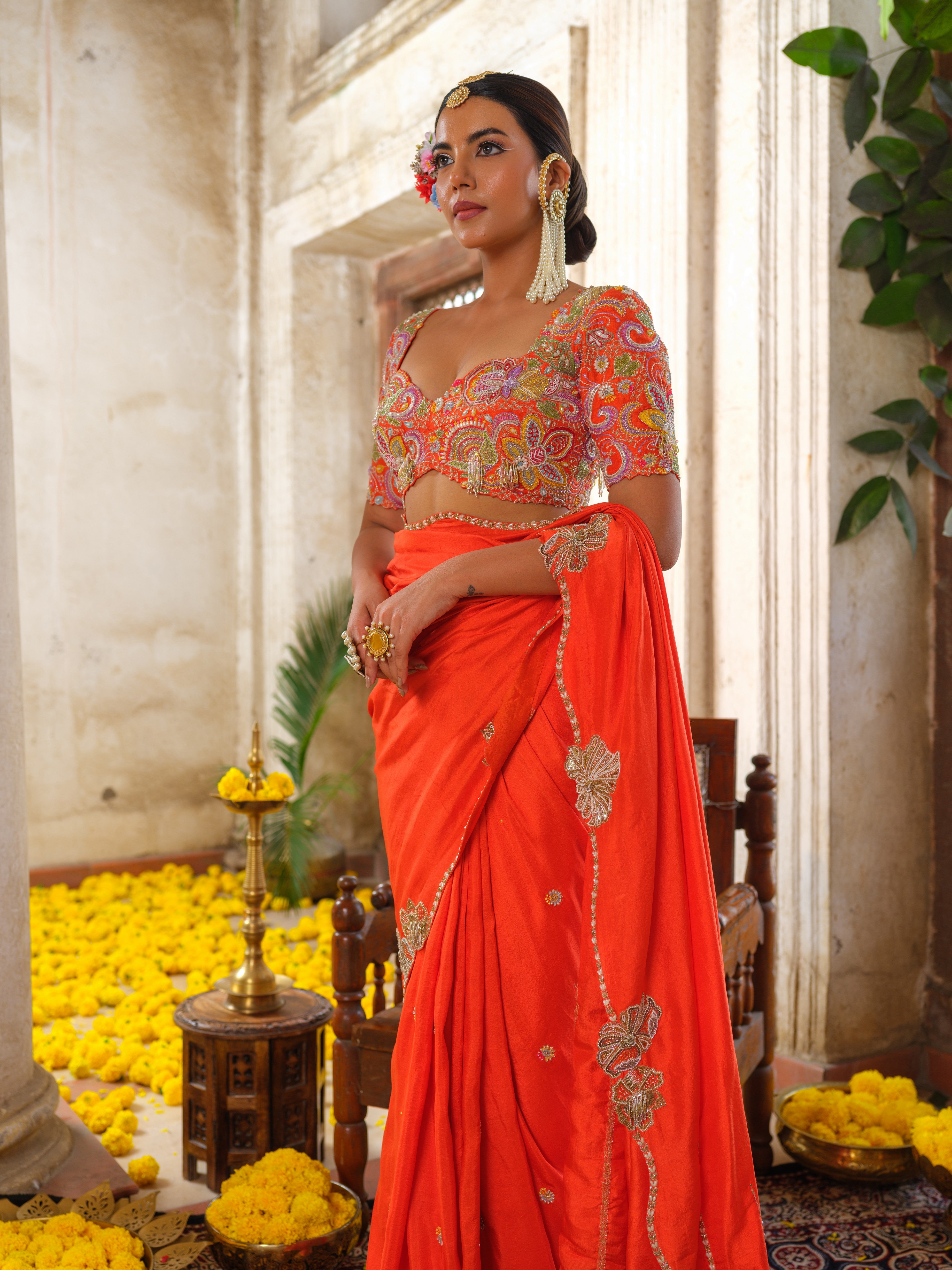 Gulmohar saree set