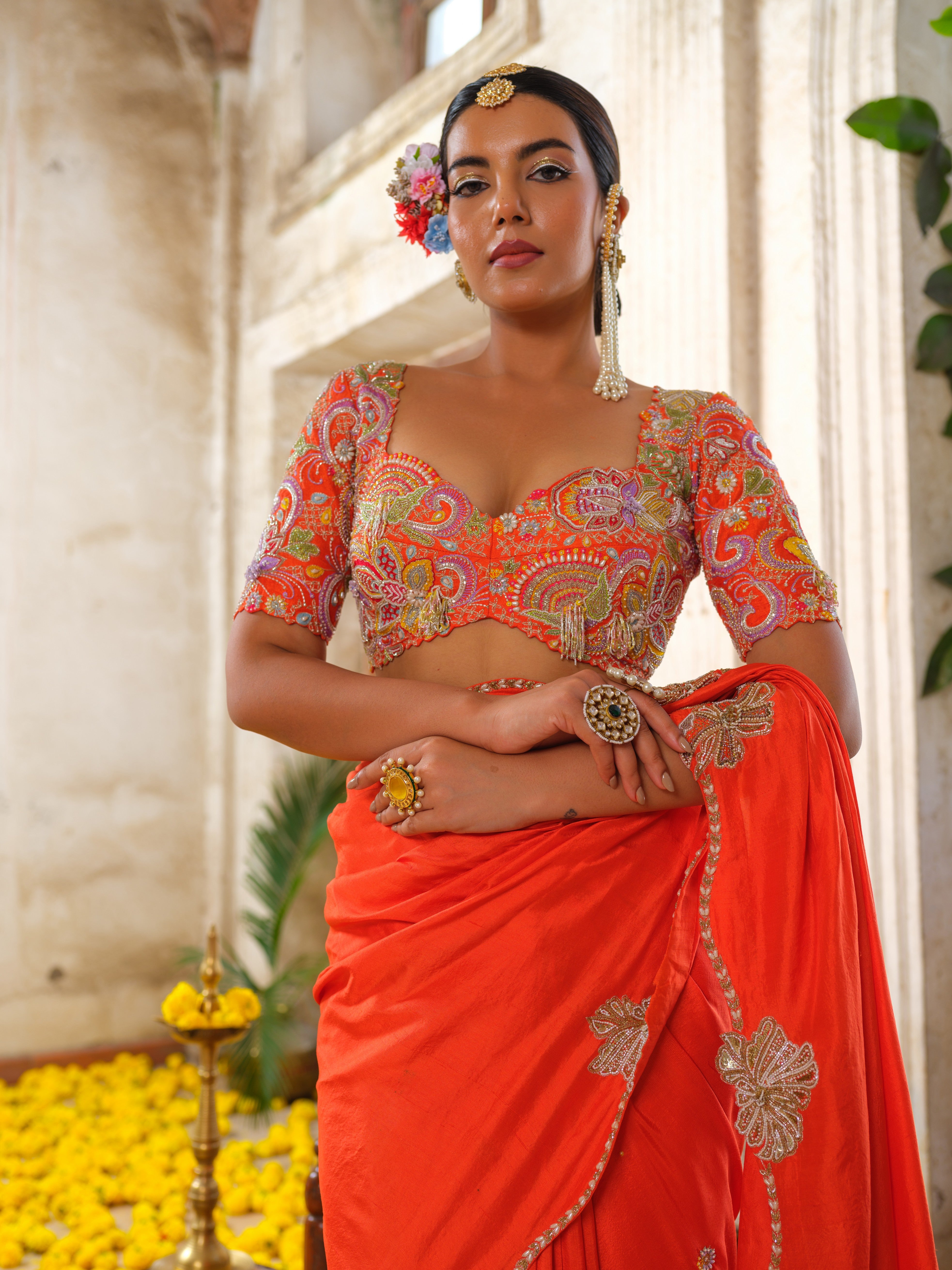 Gulmohar saree set