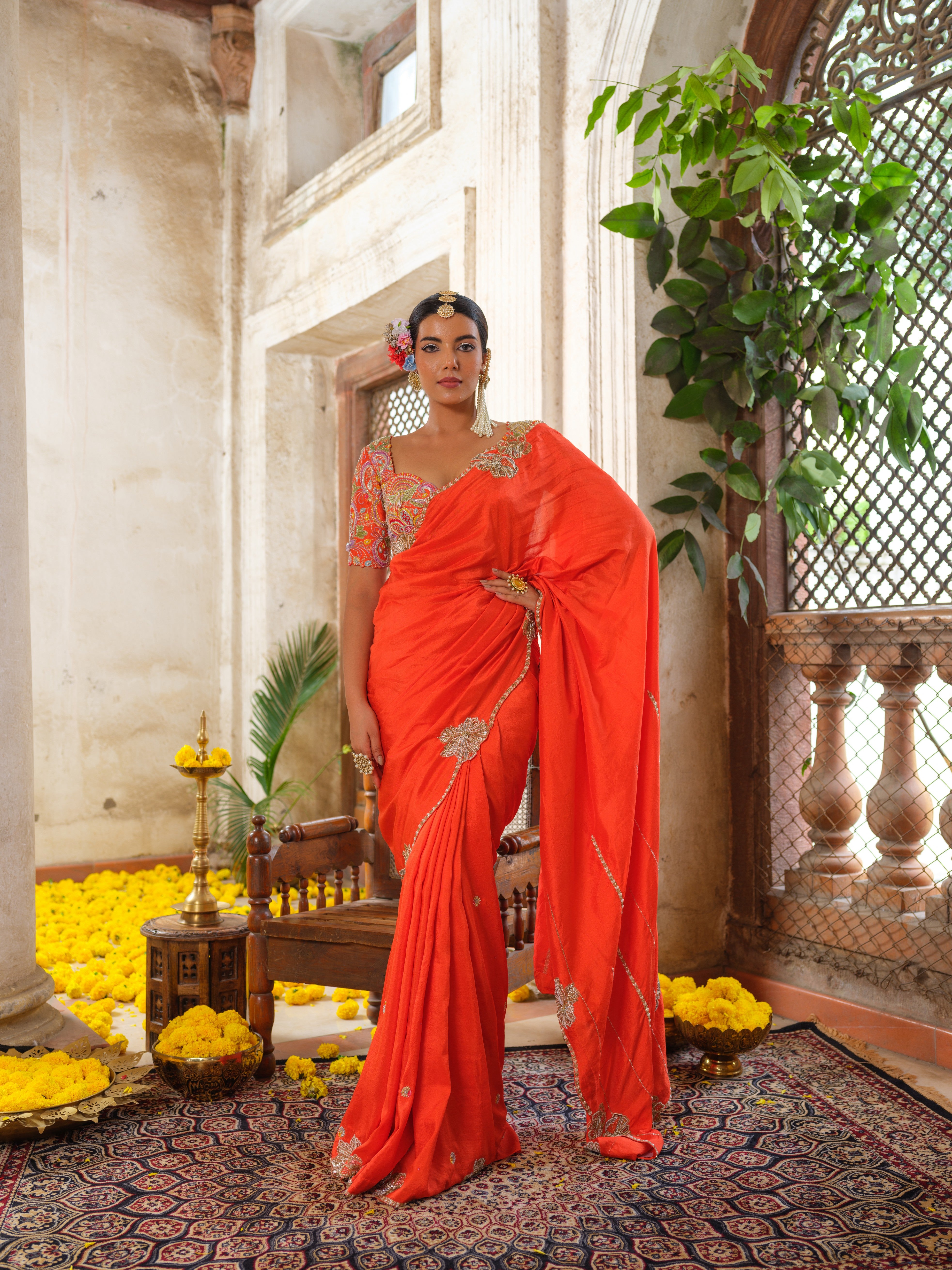 Gulmohar saree set