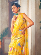 Genda ruffled saree set