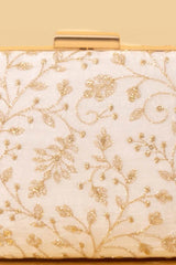 Antaria Embroidered Clutch - Off white