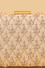 Anya Embroidered Box Clutch - Gold