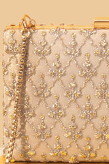 Anya Embroidered Box Clutch - Gold
