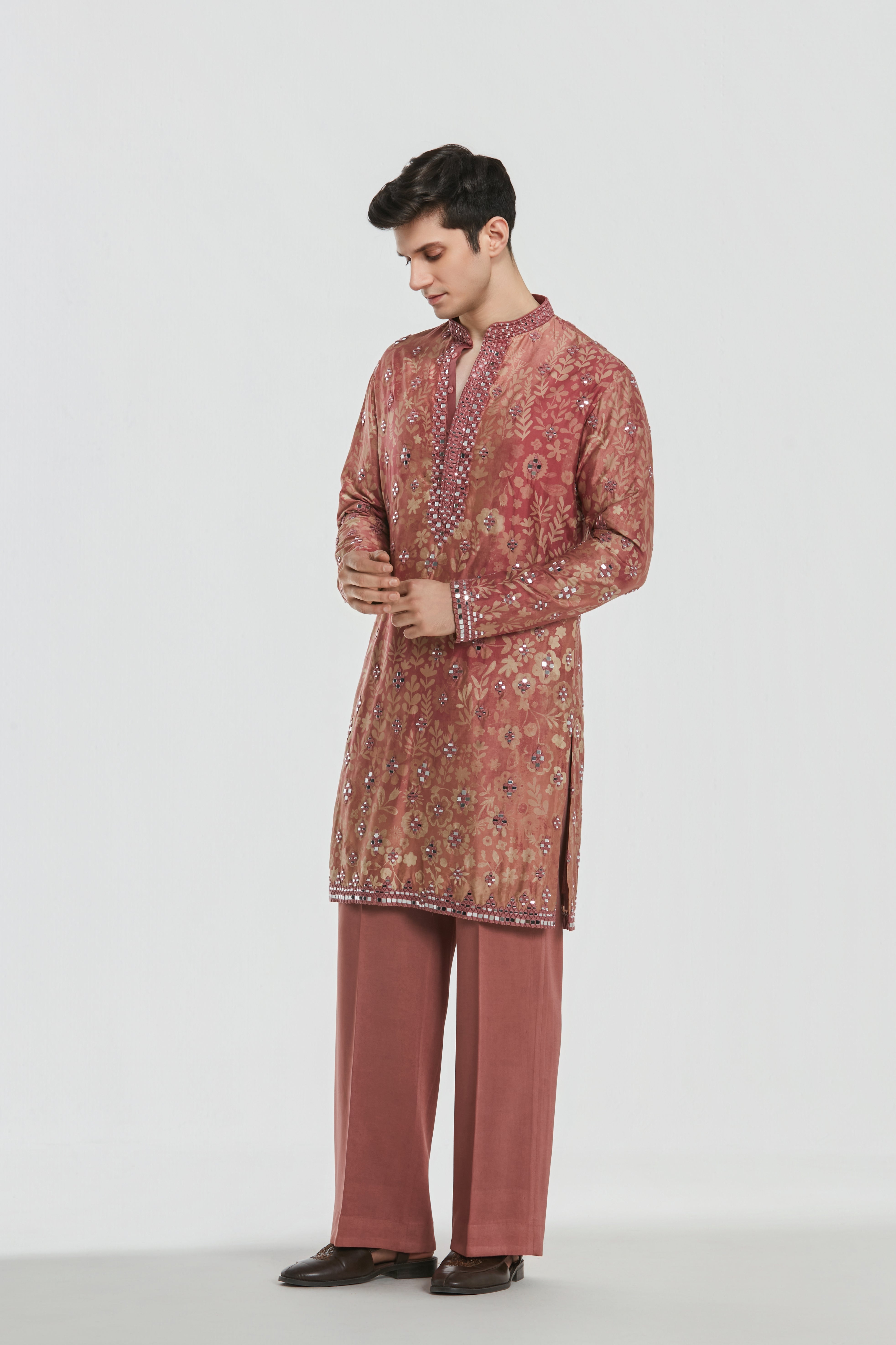 Kurta and stole - heavy chanderi , pant -Cotton twill