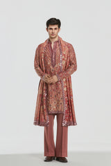 Kurta and stole - heavy chanderi , pant -Cotton twill
