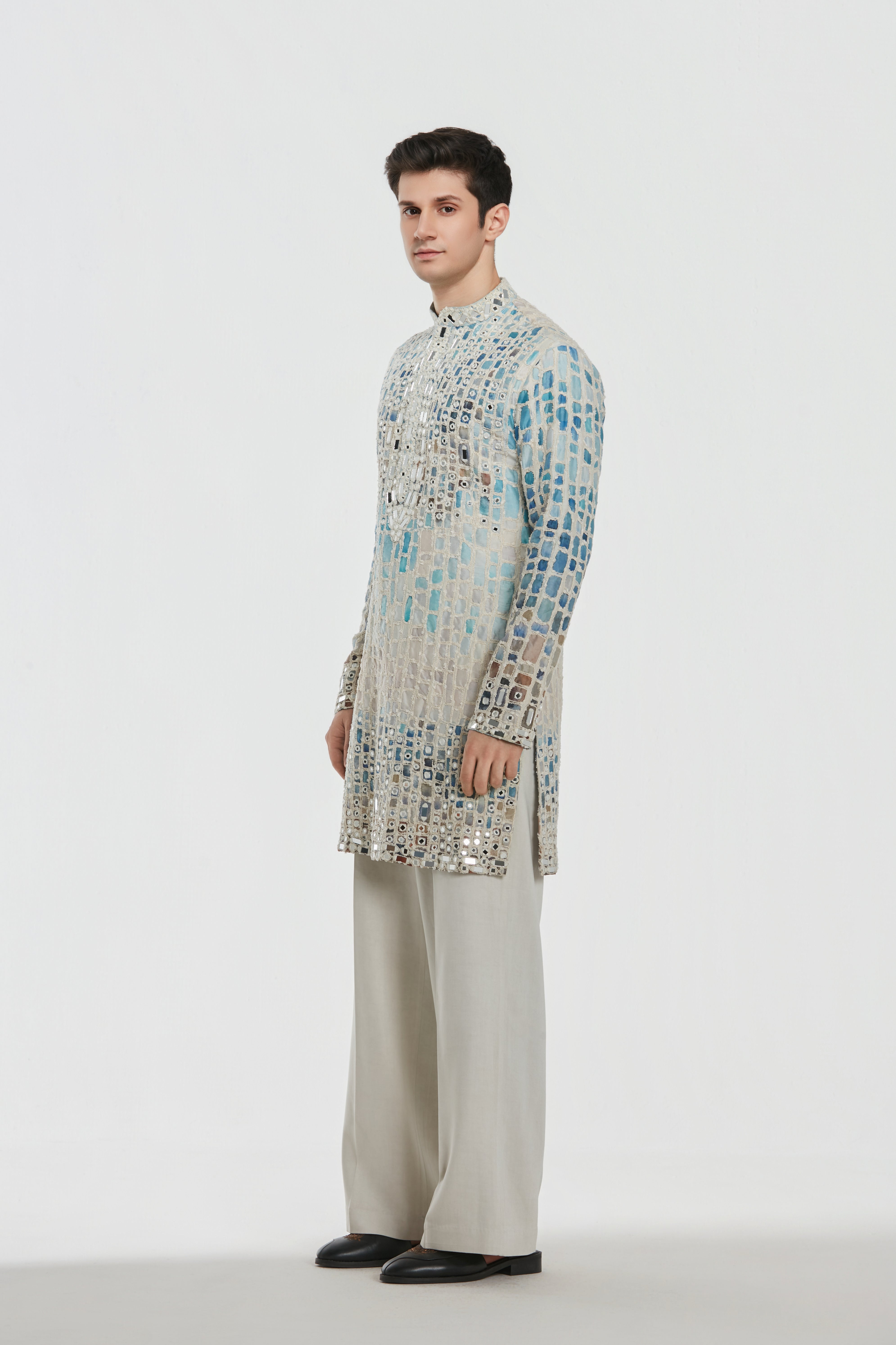 Kurta and stole - heavy chanderi , pant -Cotton twill