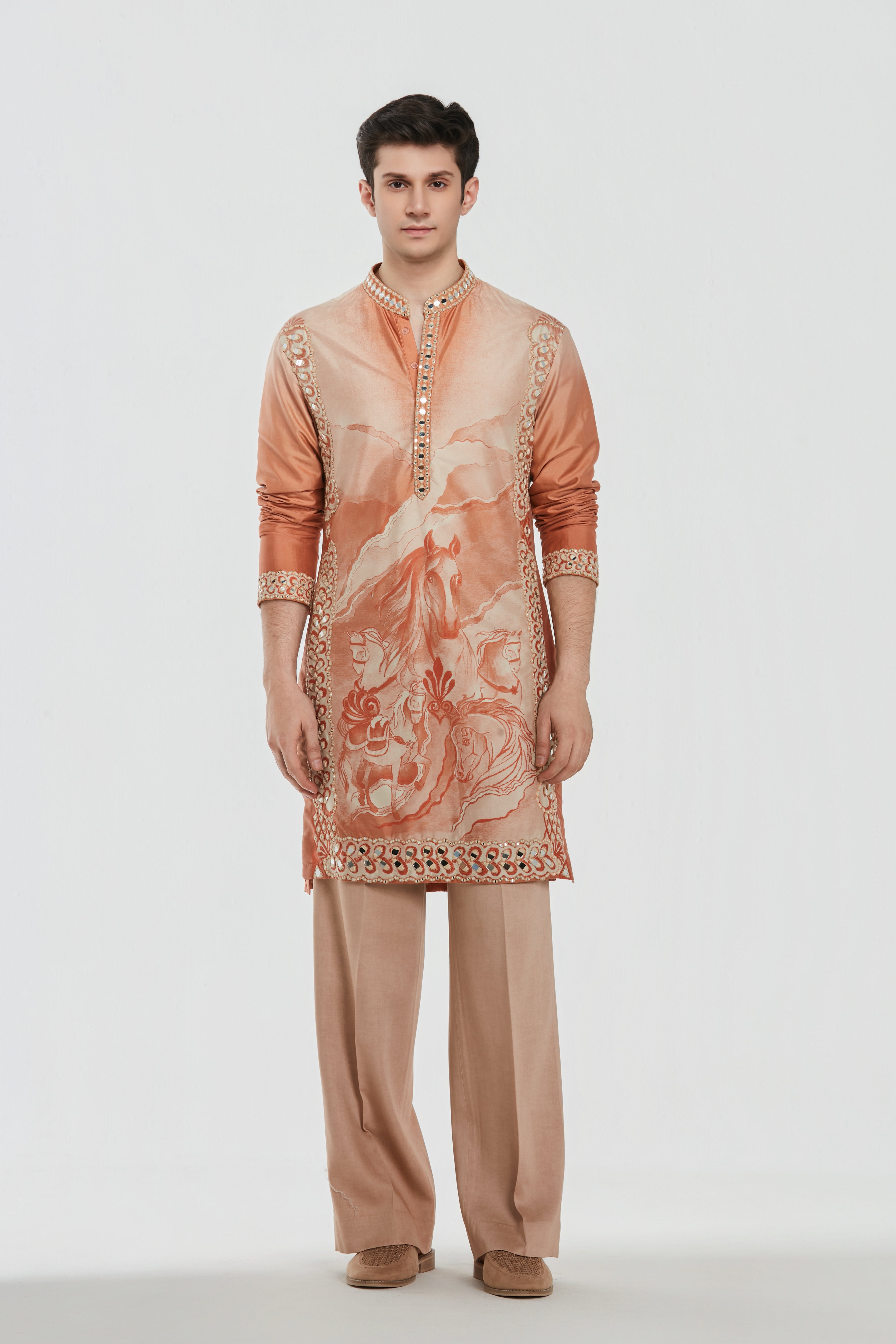 Kurta and stole - heav chanderi , pant -Cotton twill