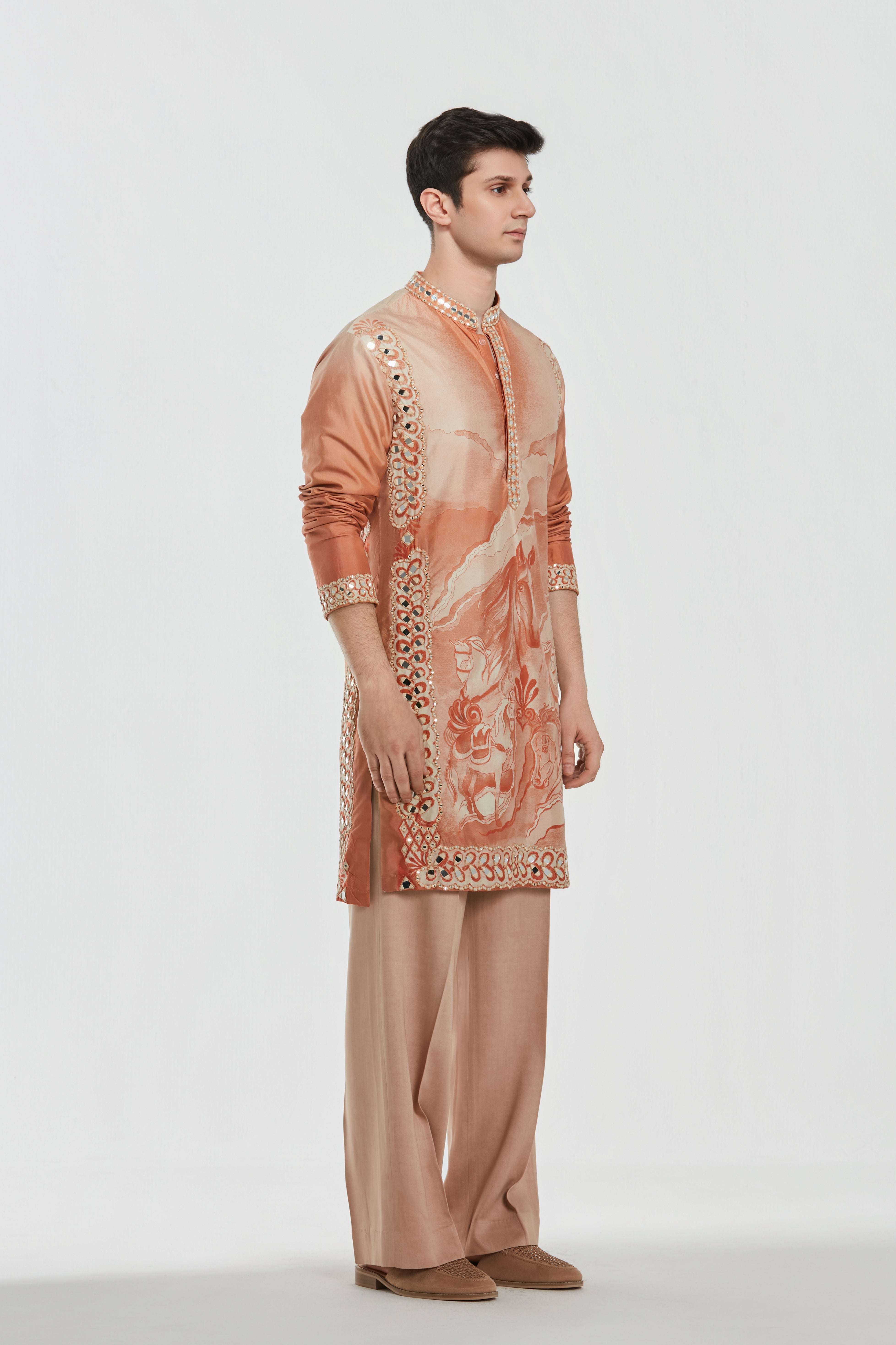 Kurta and stole - heav chanderi , pant -Cotton twill