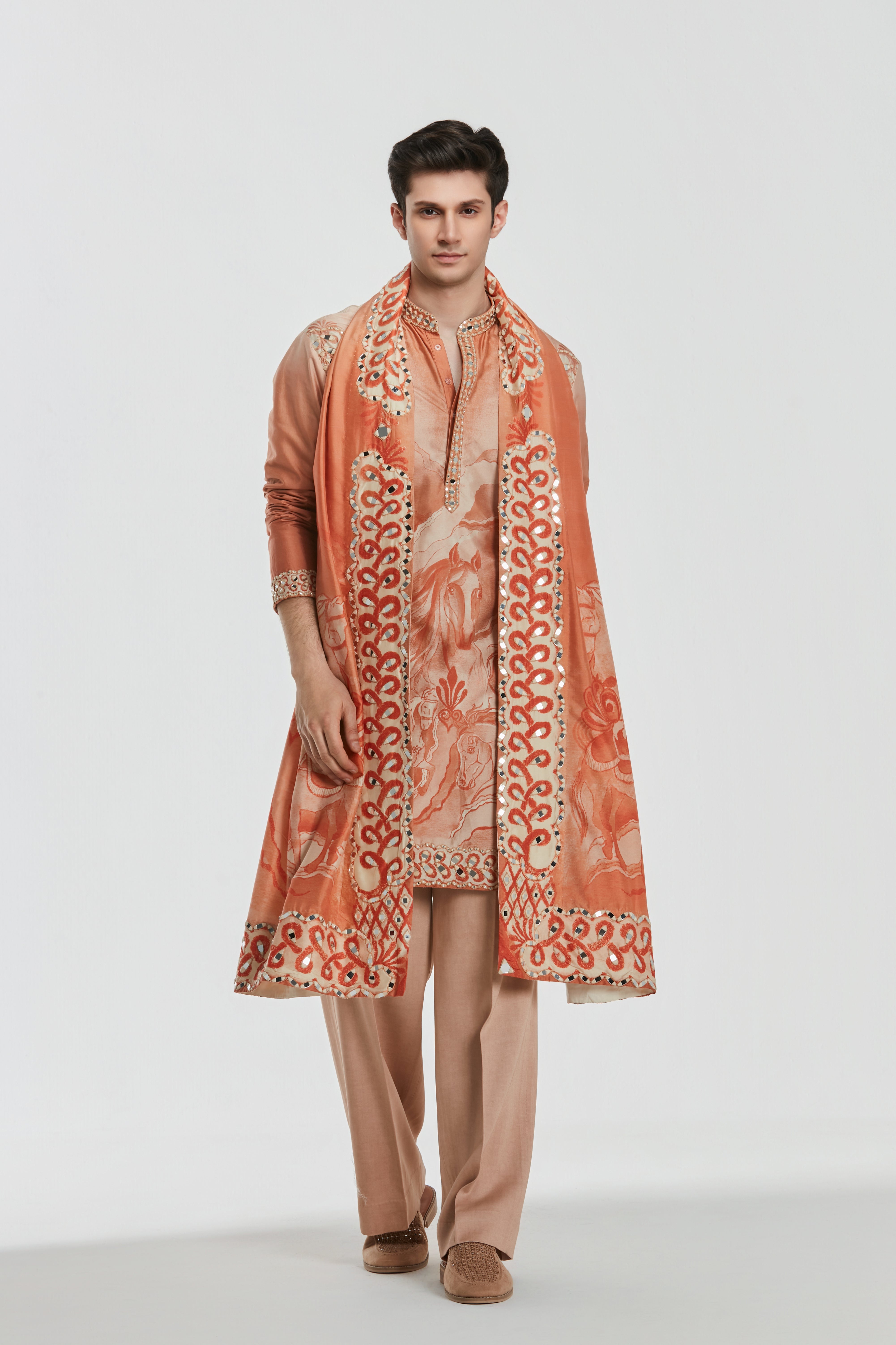 Kurta and stole - heav chanderi , pant -Cotton twill