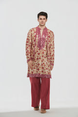 Kurta and stole - heavy chanderi , pant -Cotton twill