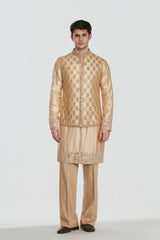 Kurta and jacket- heavy chanderi , pant -Cotton twill