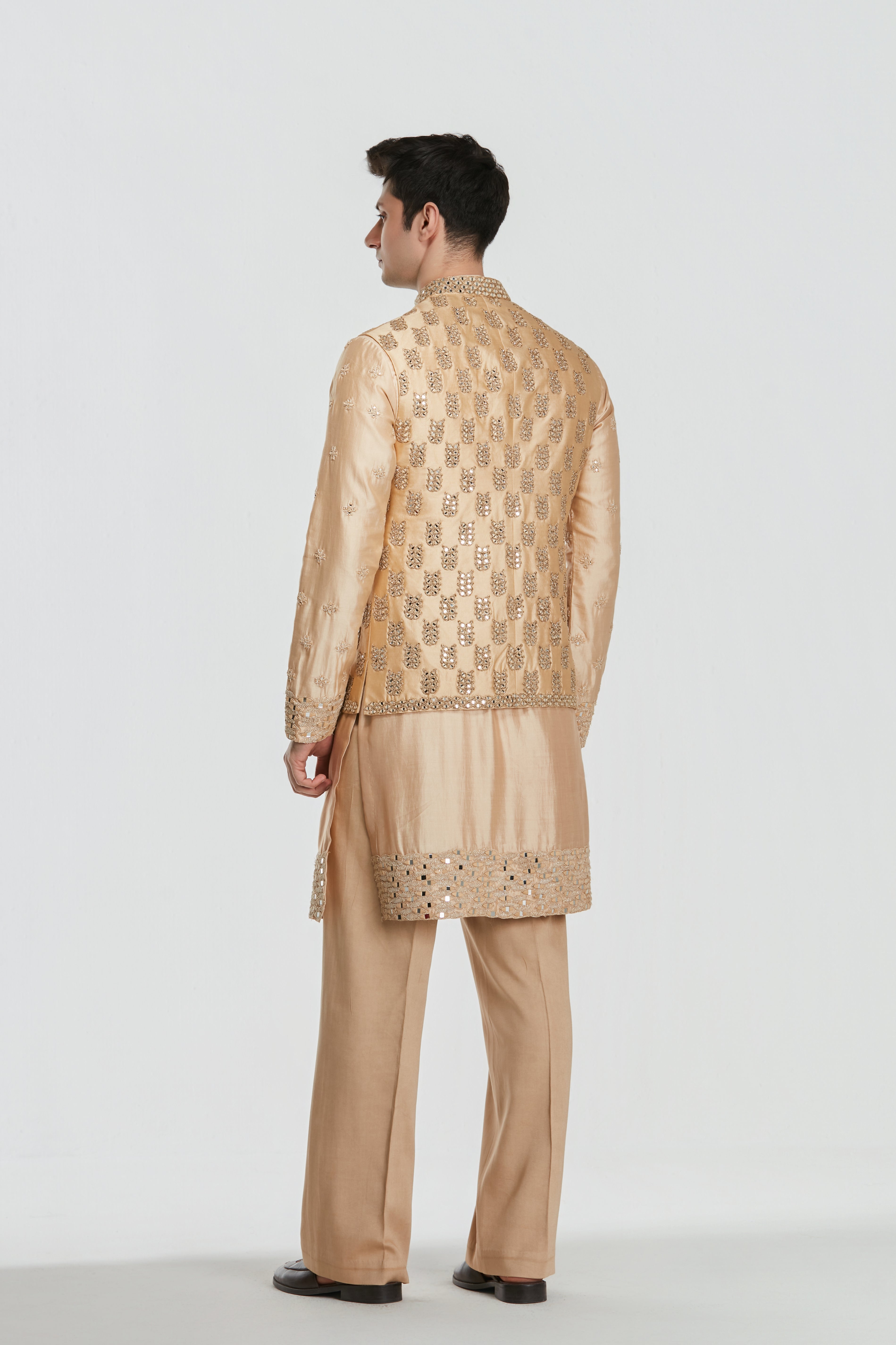 Kurta and jacket- heavy chanderi , pant -Cotton twill