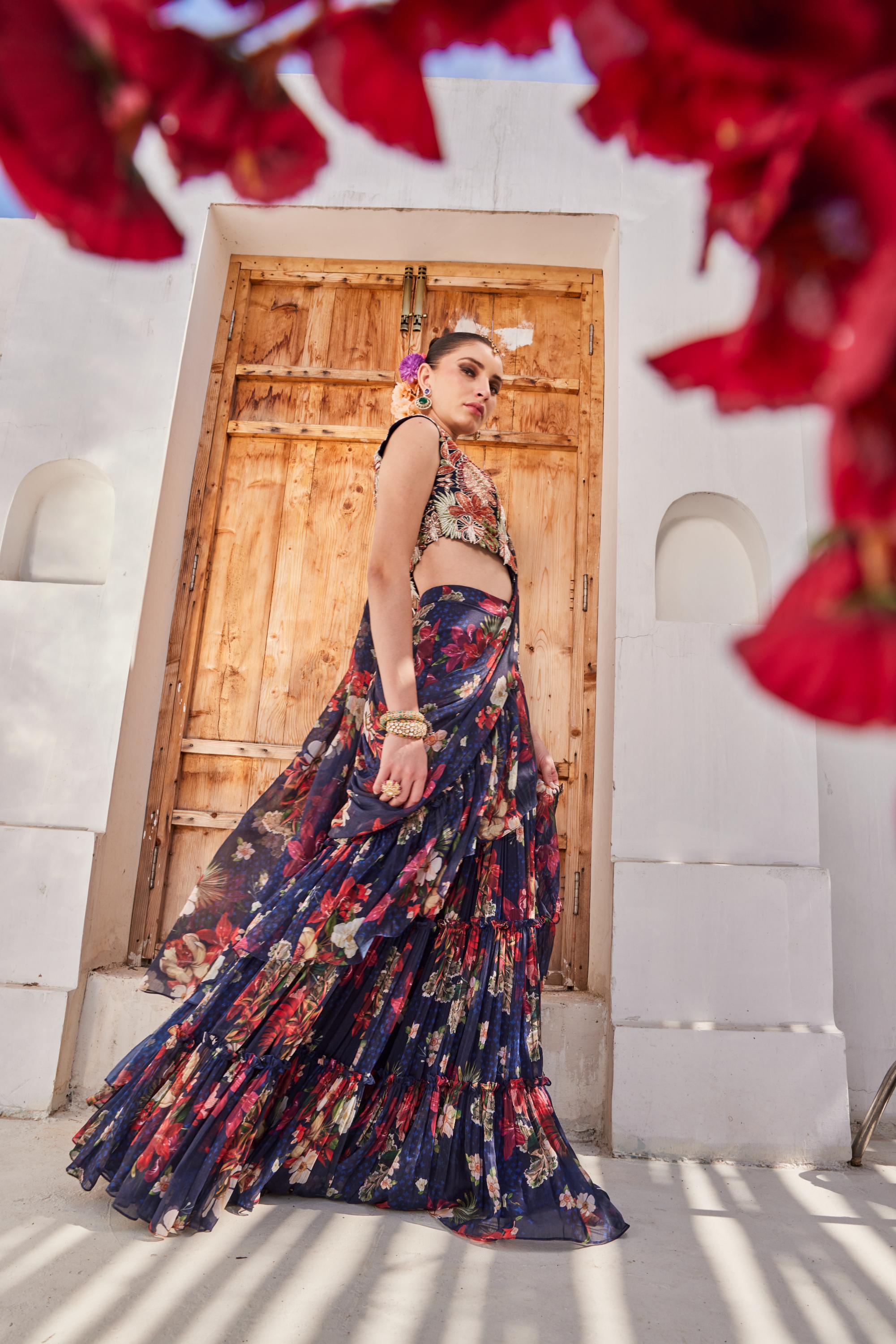 Zeenat drape saree set