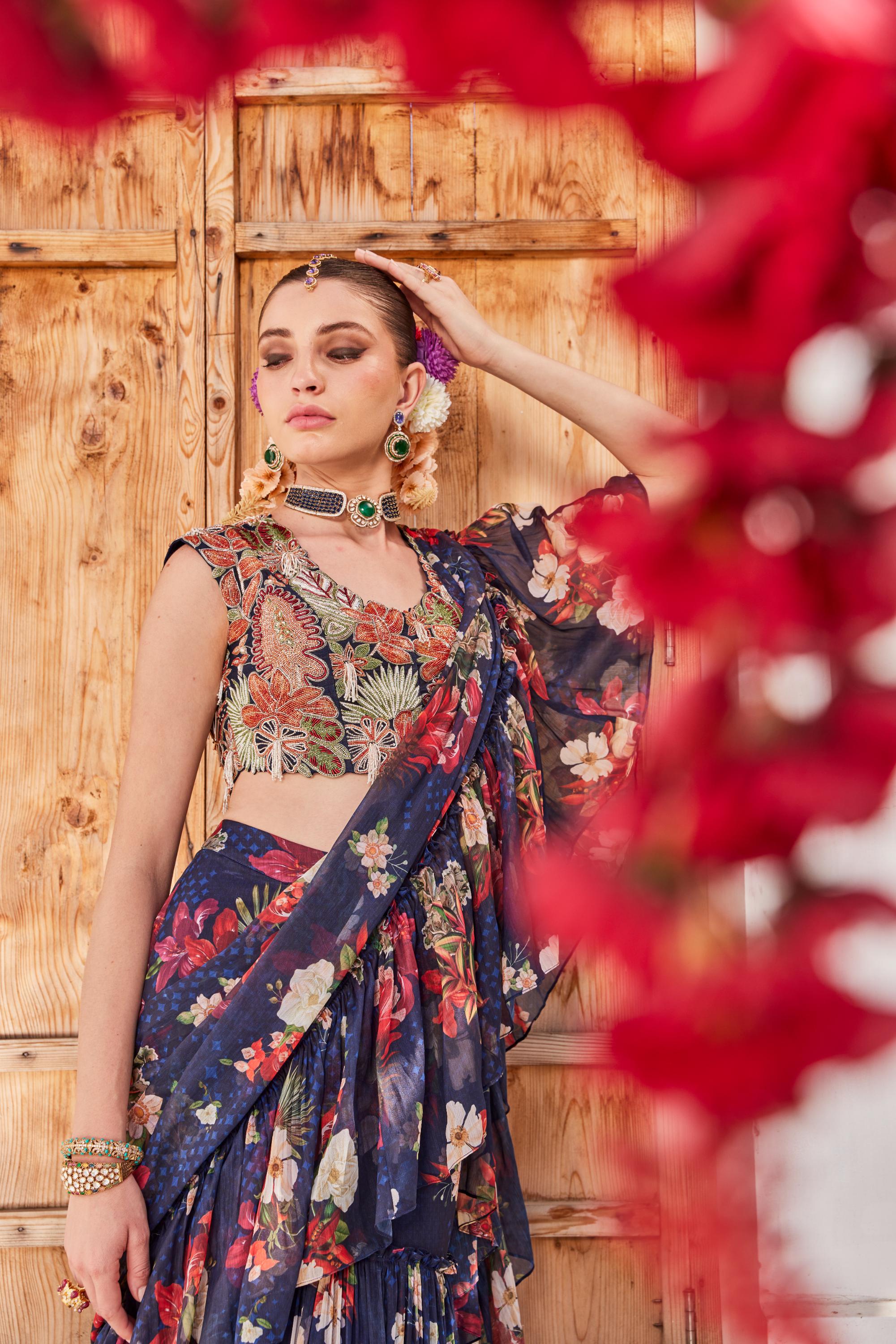 Zeenat drape saree set