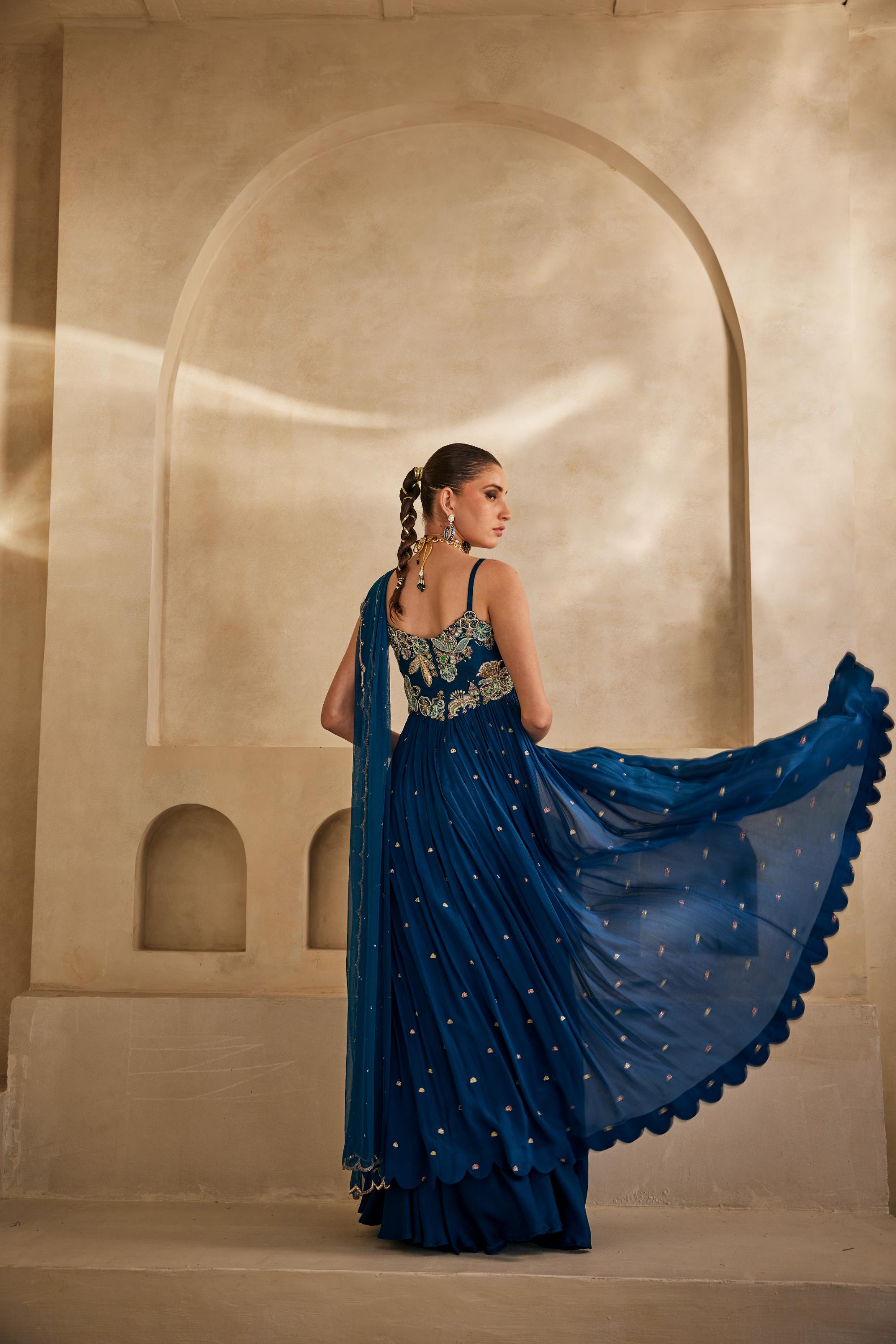Neel Afreen Anarkali set