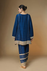 Midnight blue choga kurta & salwar set