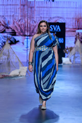 BLUE DRAPE DRESS