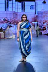 BLUE DRAPE DRESS