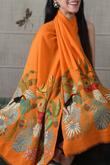 A Toucan's Day | Embroidered Fine Merino Wool Stole
