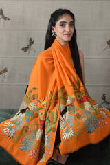 A Toucan's Day | Embroidered Fine Merino Wool Stole