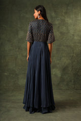 Blue ajrakh A-line Gown