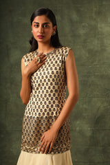 beige Four tiered ruffle dress