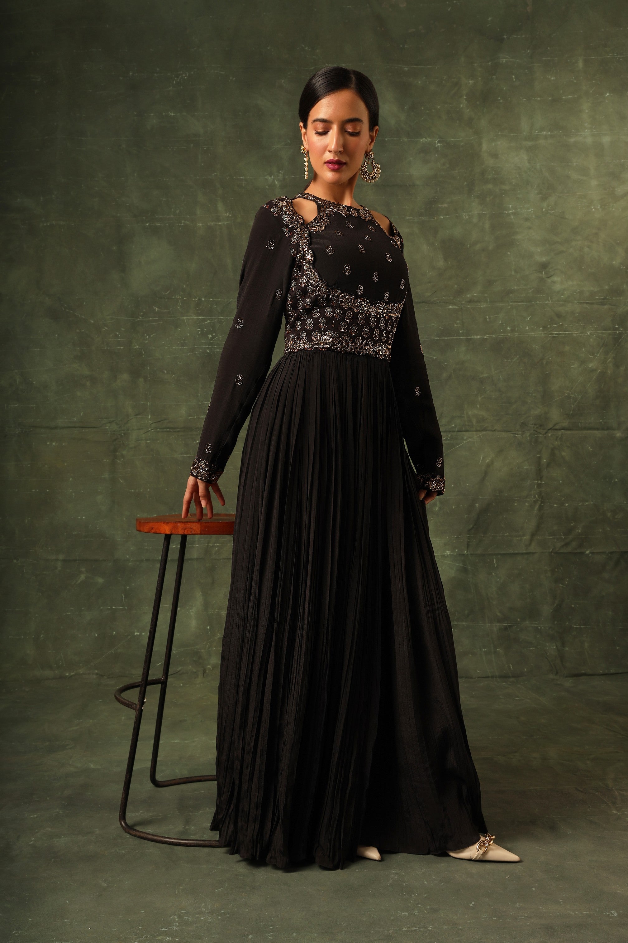 Black Ajrakh gathered dress