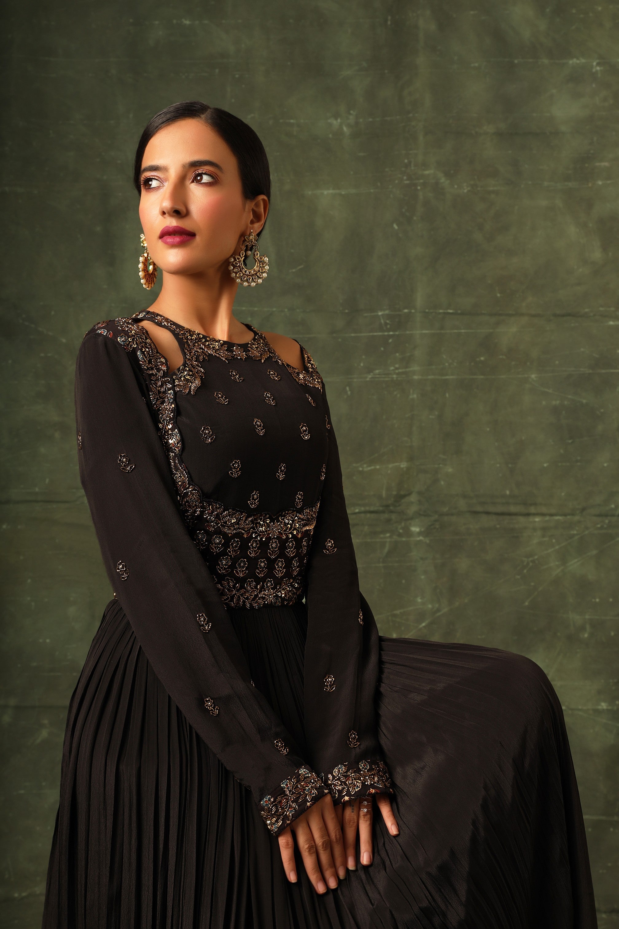 Black Ajrakh gathered dress