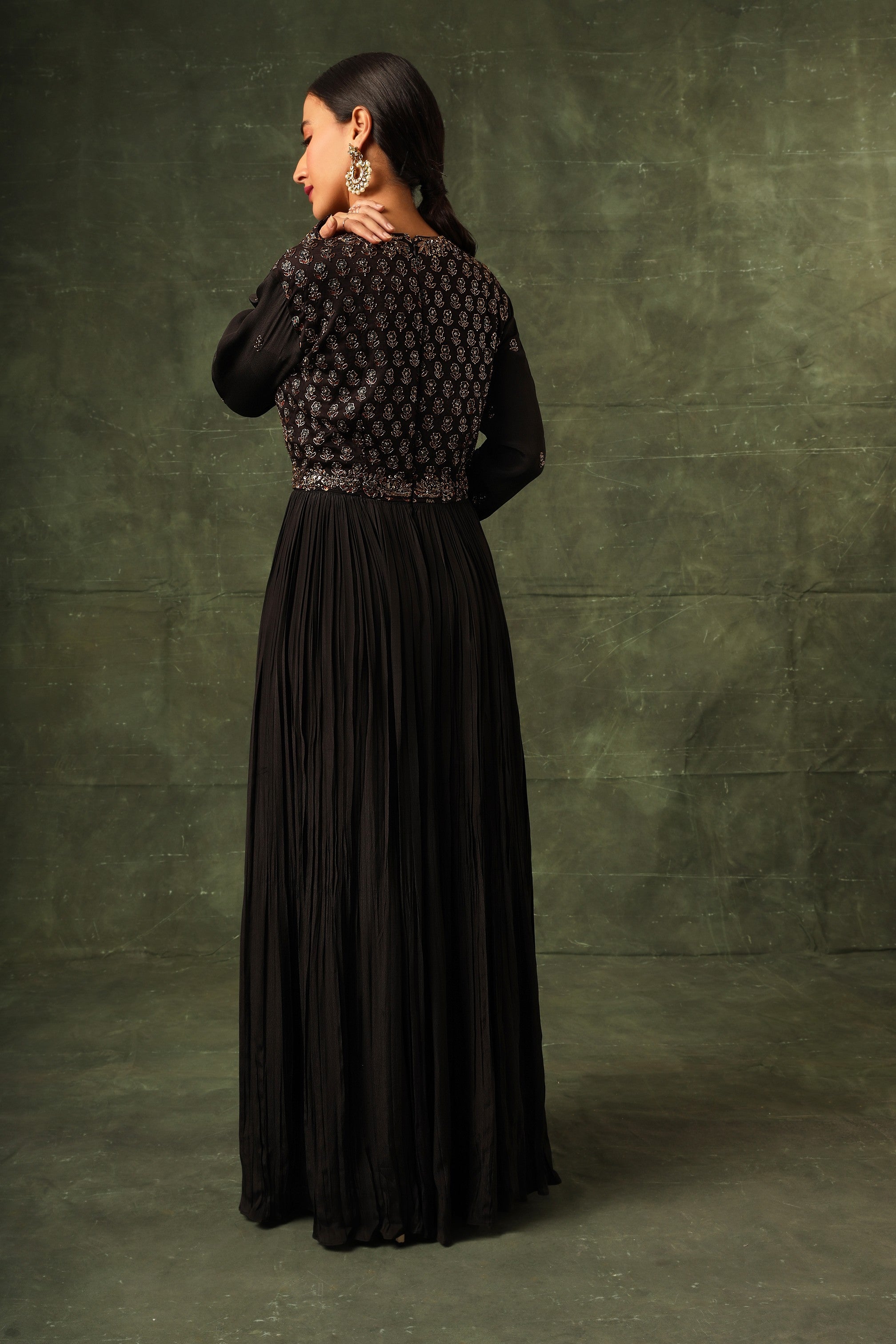 Black Ajrakh gathered dress