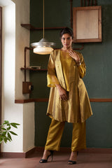 MUSTARD SILK AND KHADI JACKET SET
