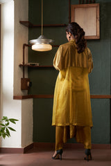 MUSTARD SILK AND KHADI JACKET SET