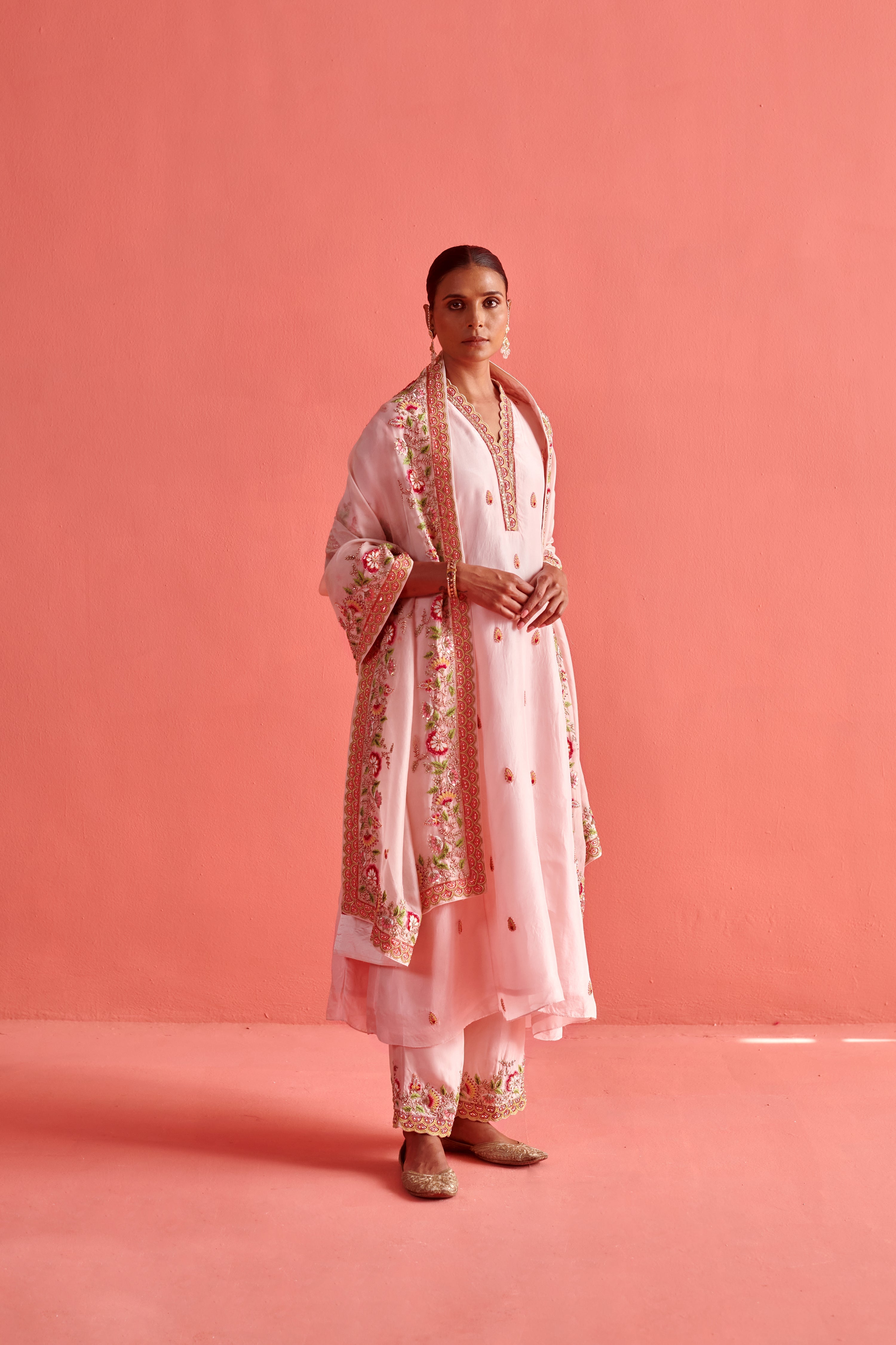 Pure Silk Kurti with Organza Dupatta