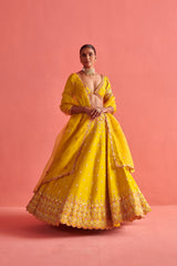 Yellow Lehenga & Bloluse with Organza Dupatta