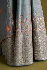 Marine Blue lehenga set with Organsa Dupatta