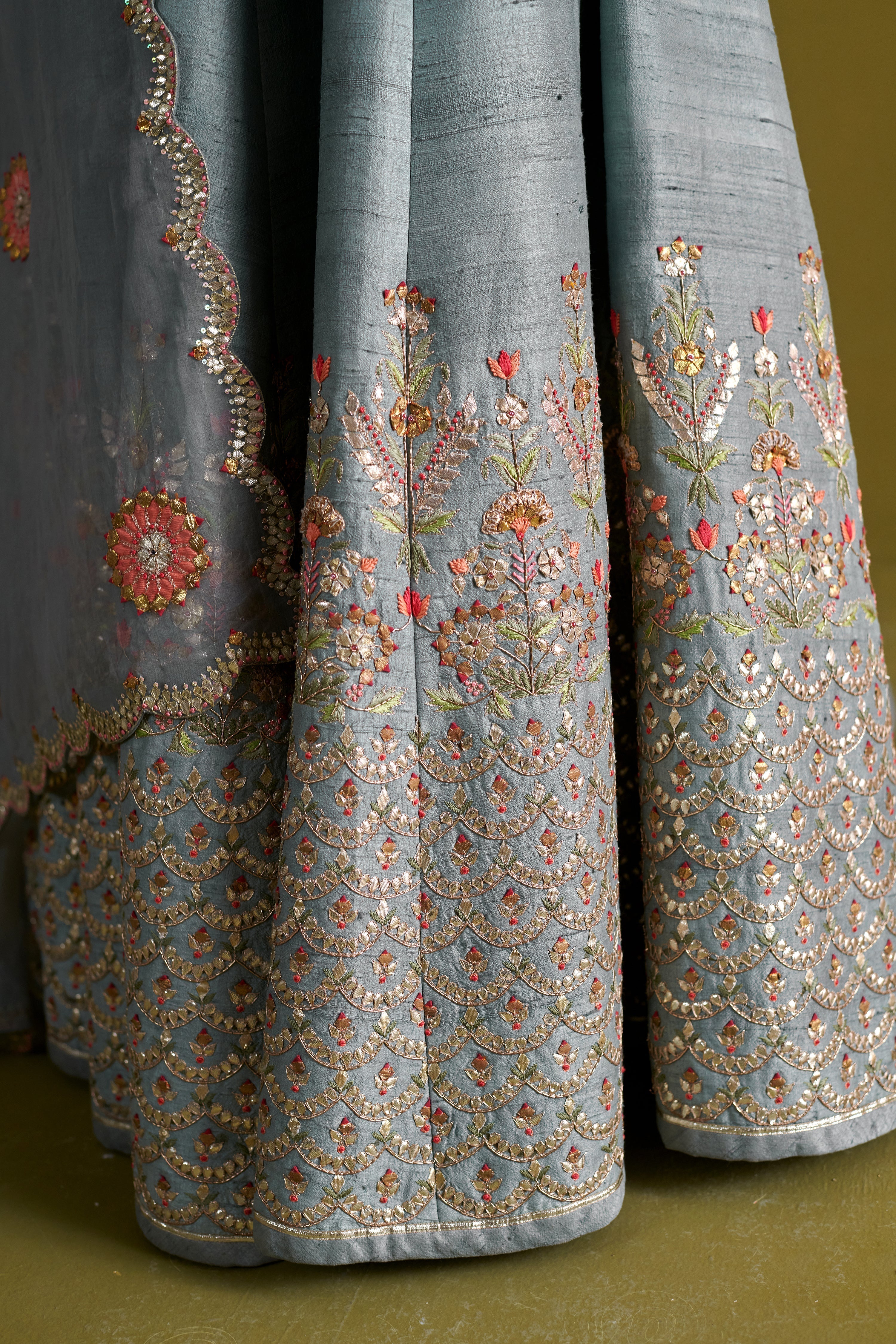 Marine Blue lehenga set with Organsa Dupatta