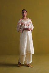 Kora Silk Kurti, Bamberg Satin Pallazo