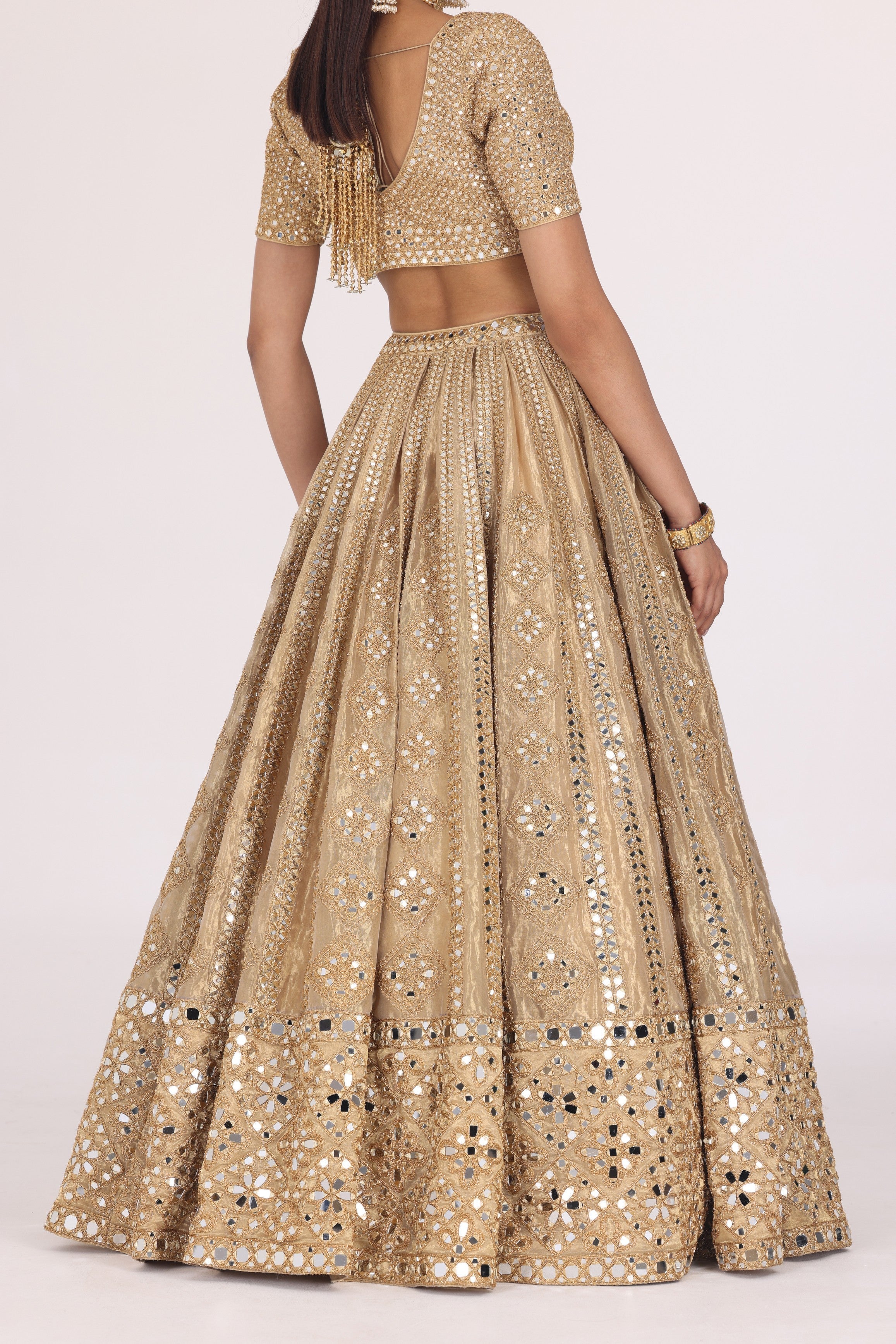 PATTERN TISSUE LEHENGA SET